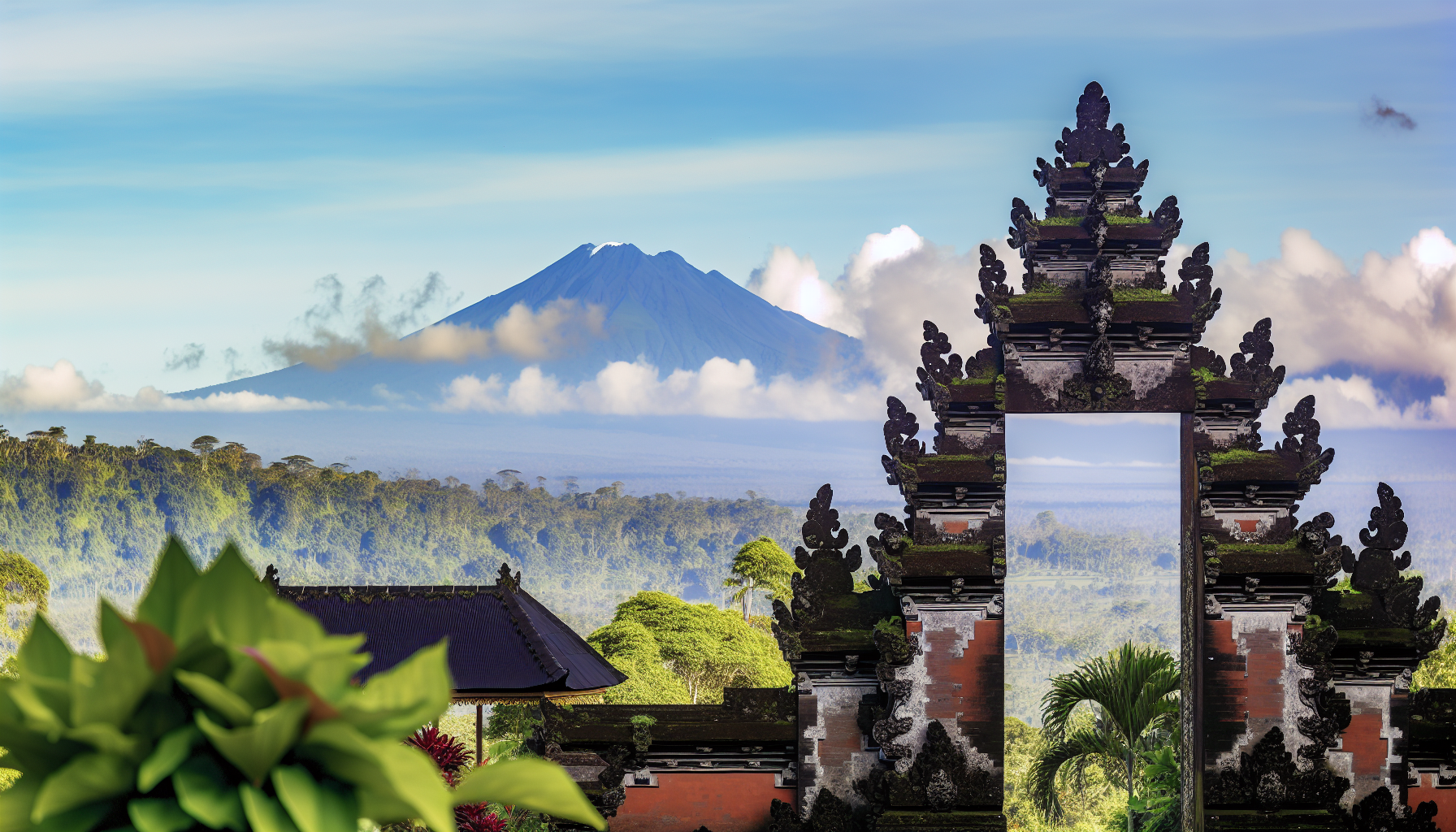 Pura Lempuyang temple with a view of Mount Agung